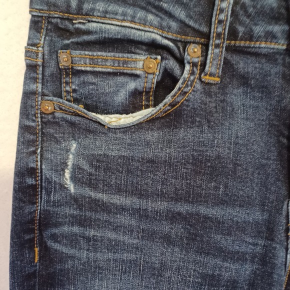 American Eagle Men's 28x32 Skinny Medium Wash Denim Blue Jeans Distressed - Picture 4 of 10